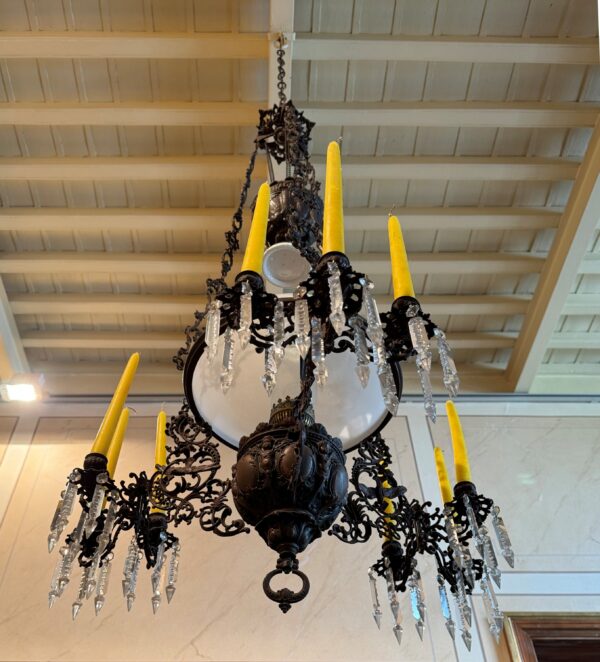 Chandelier Kerosene Lamp Crystal Baccarat Opaline 18th Century